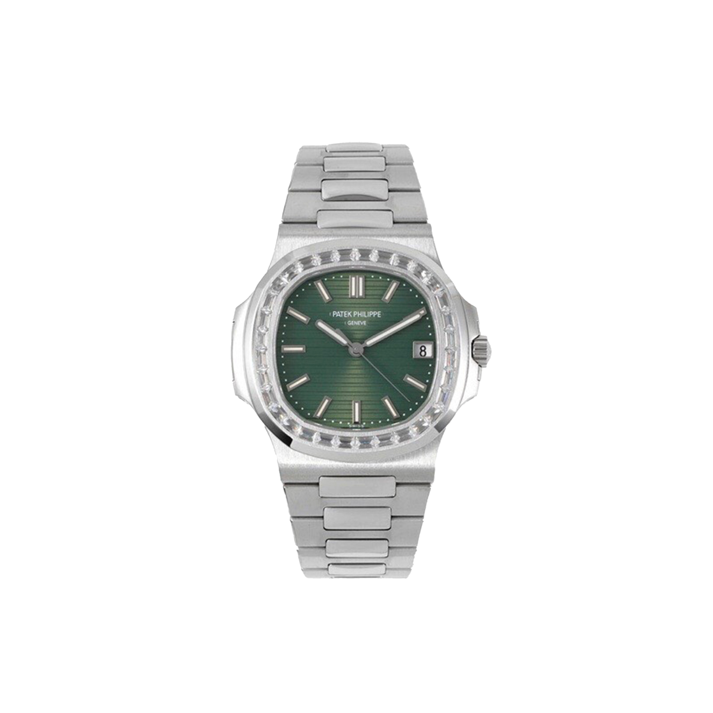 p**ek ph**ppe nautilus green dial and Di*m*nd bezel 5711/1300a-001